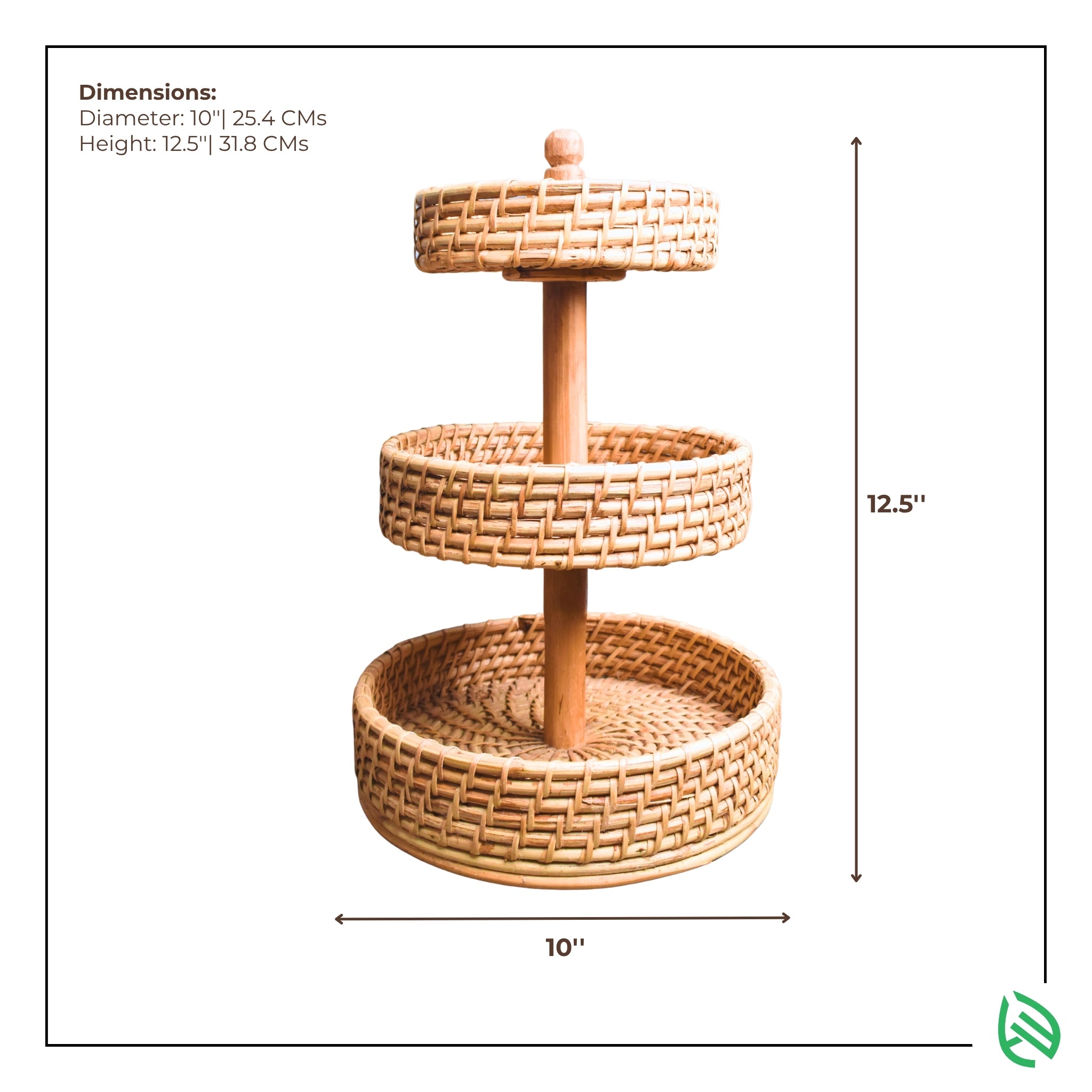 Dimensions of 3 tier rattan basket stand - EarthNWe