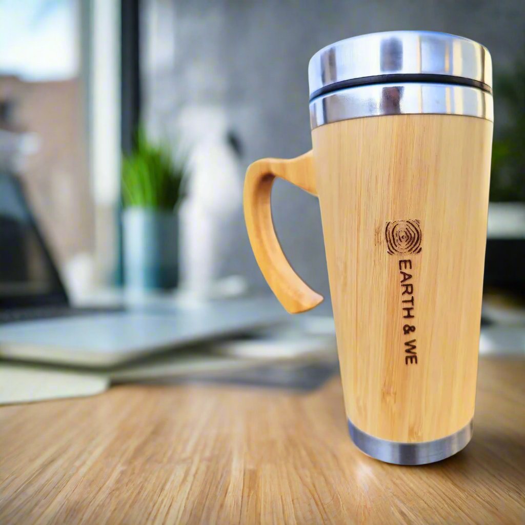 Eco-friendly bamboo mug with stainless interior