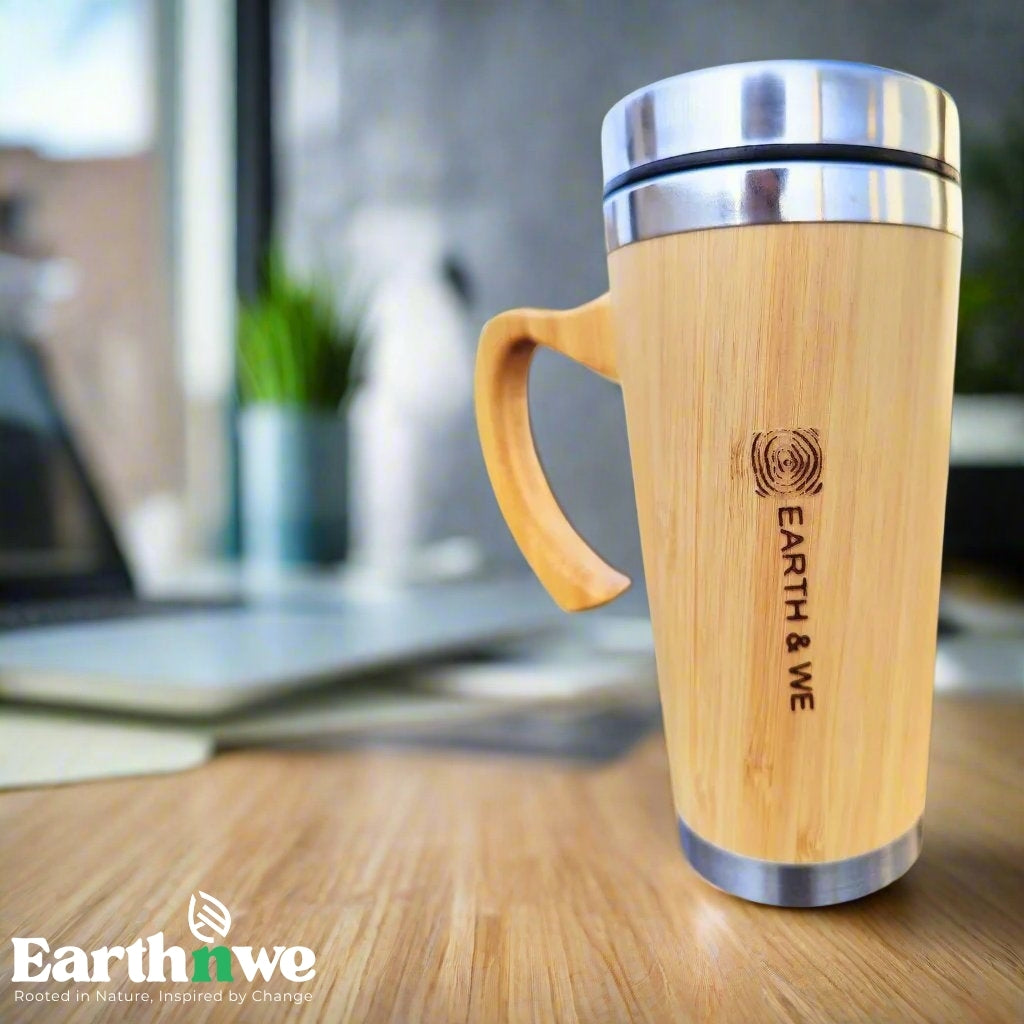 Eco-friendly bamboo mug with stainless interior