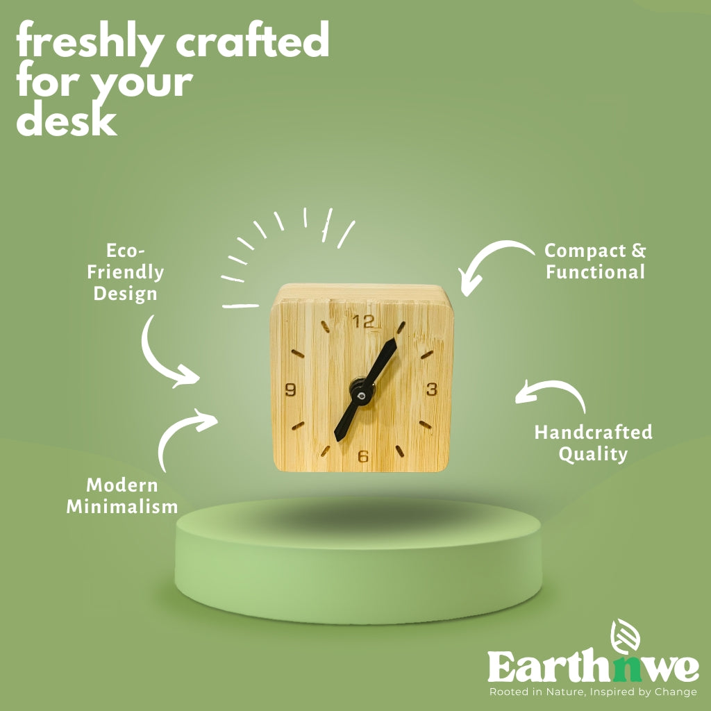 Bamboo table clock for modern decor