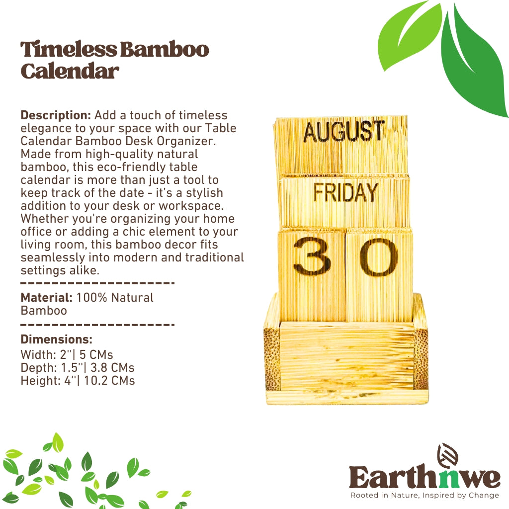 Eco-friendly bamboo table calendar for desks
