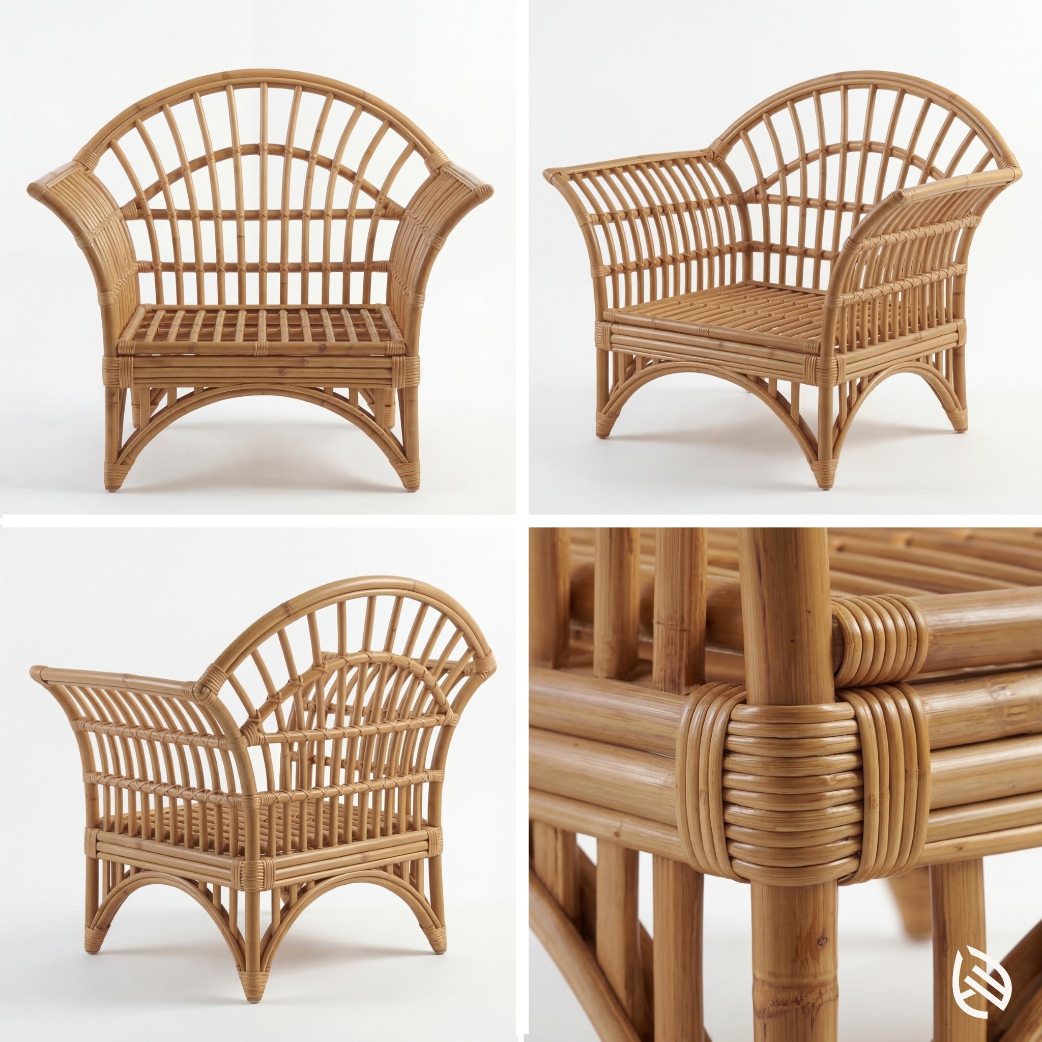 Casa Cane Rattan Arm Chair - Airy Natural Cane Comfort by EarthNWe