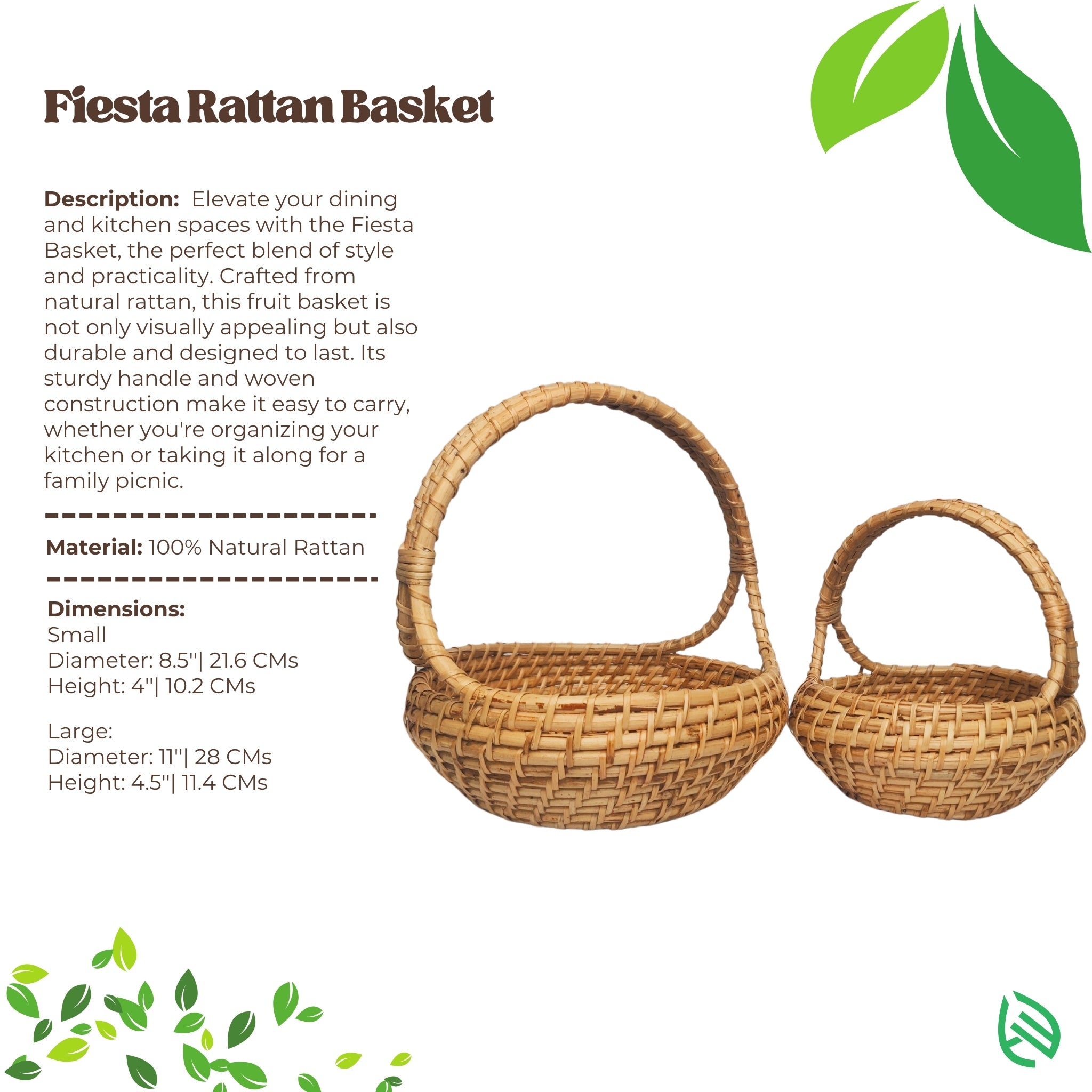 Fiesta Rattan Basket product details with size and material