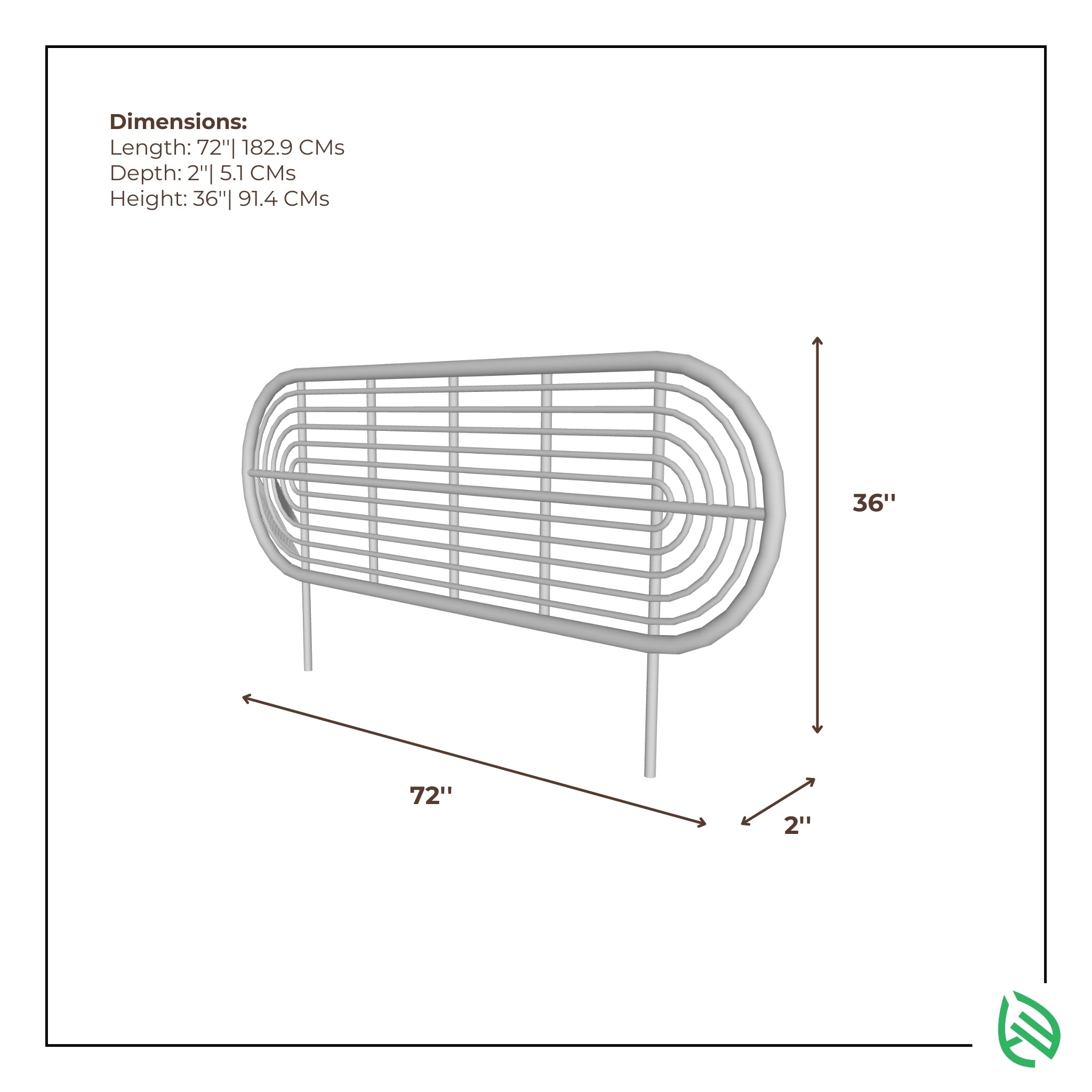 Dimensions of LoomLine cane headboard - 72x2x36 inches