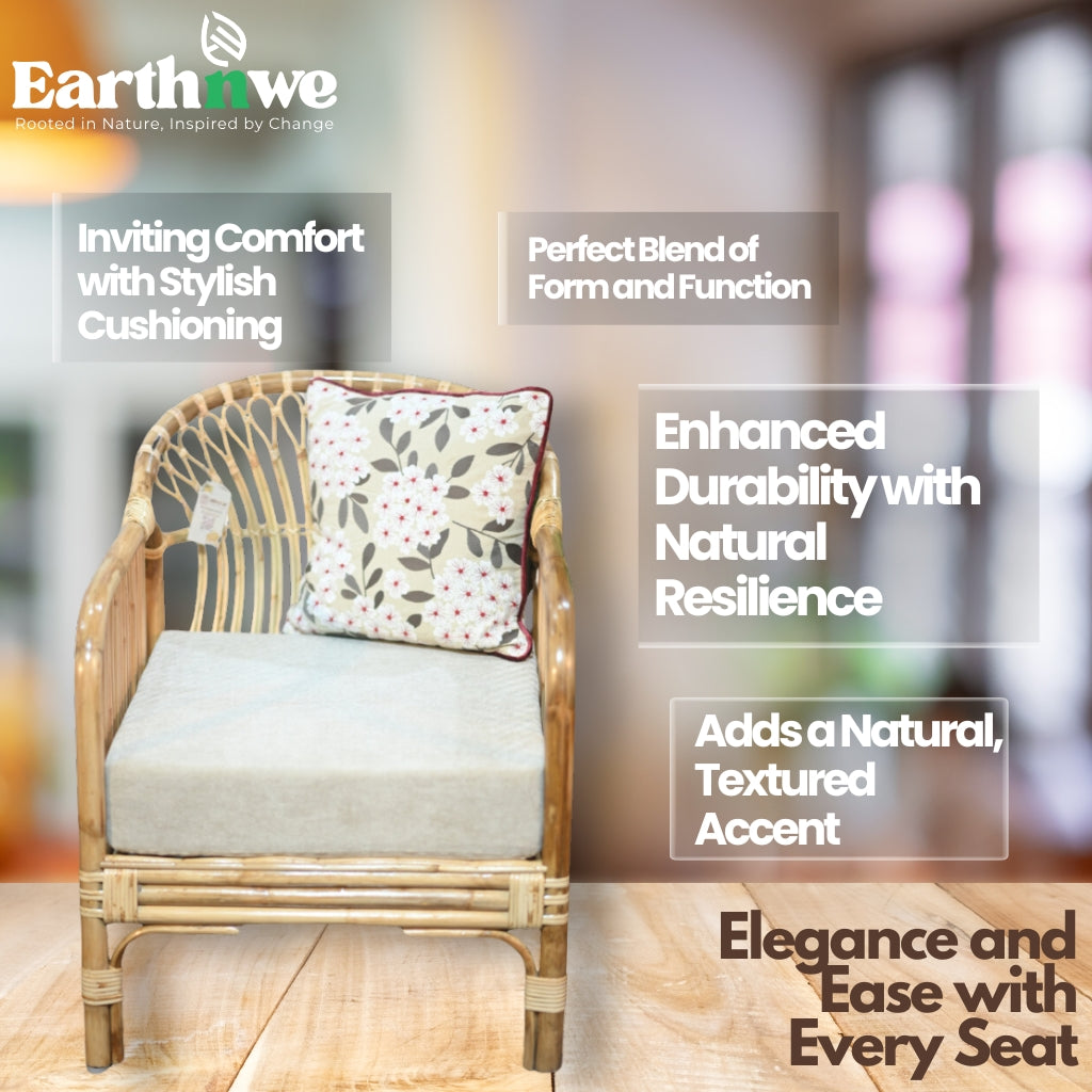 Modern chair with low-rise rattan design