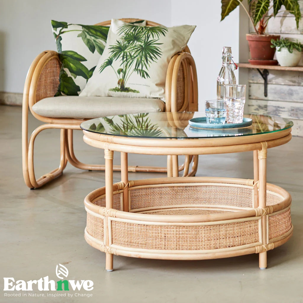 Natural cane furniture chair with oval backrest