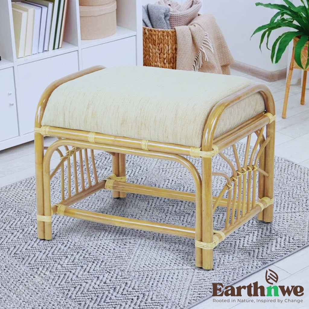 Cane stool with tranquil rattan design