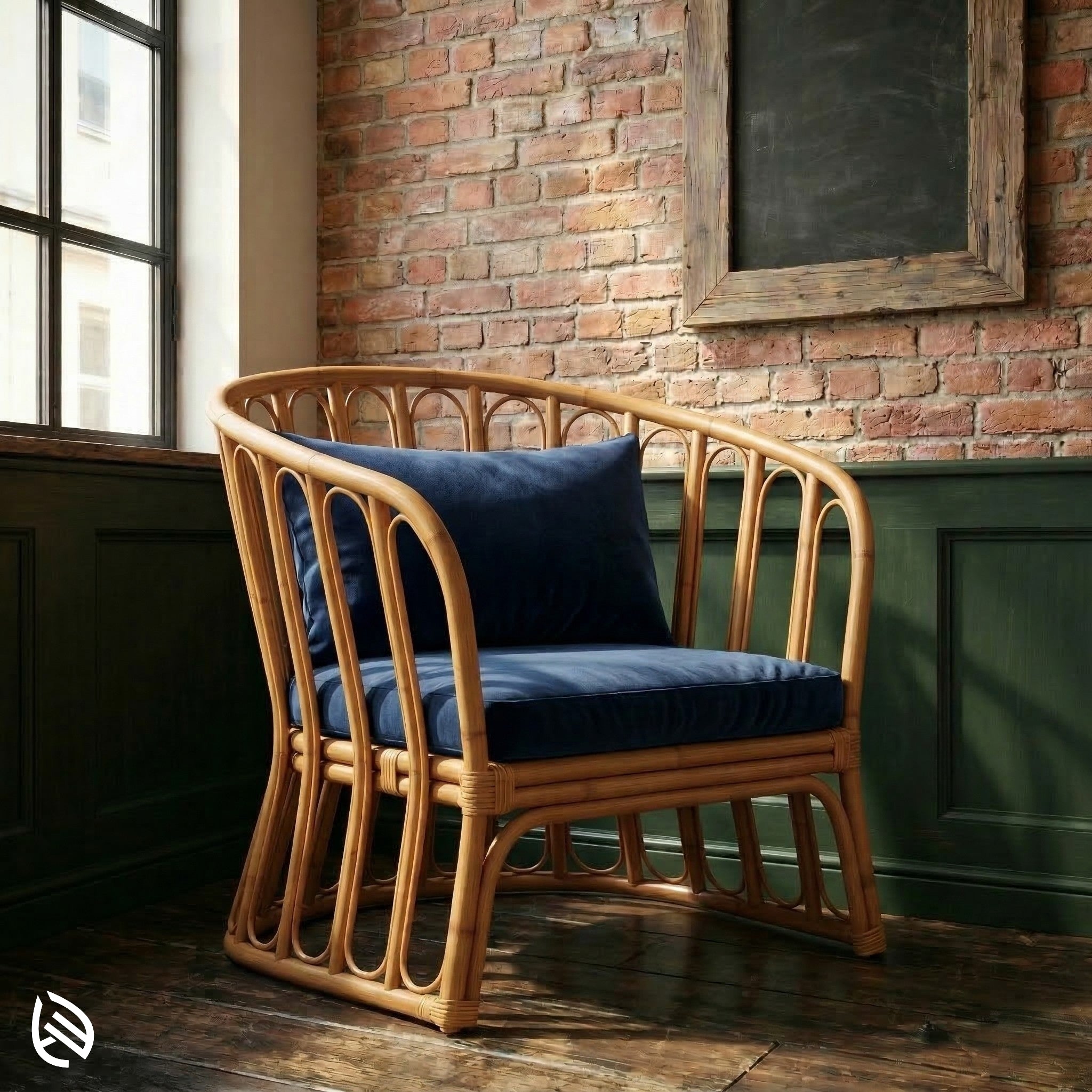 Sundae Seater Rattan Café Chair - Curved Cane Charm by EarthNWe