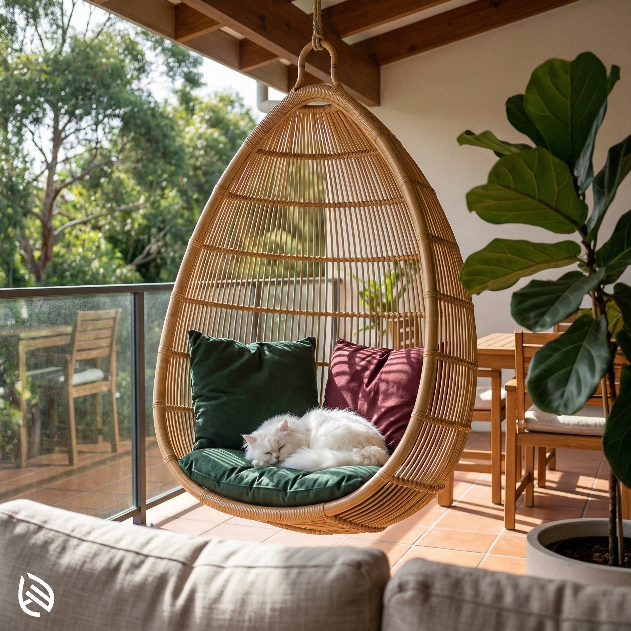 Cat sleeping in Suspended Cocoon Swing