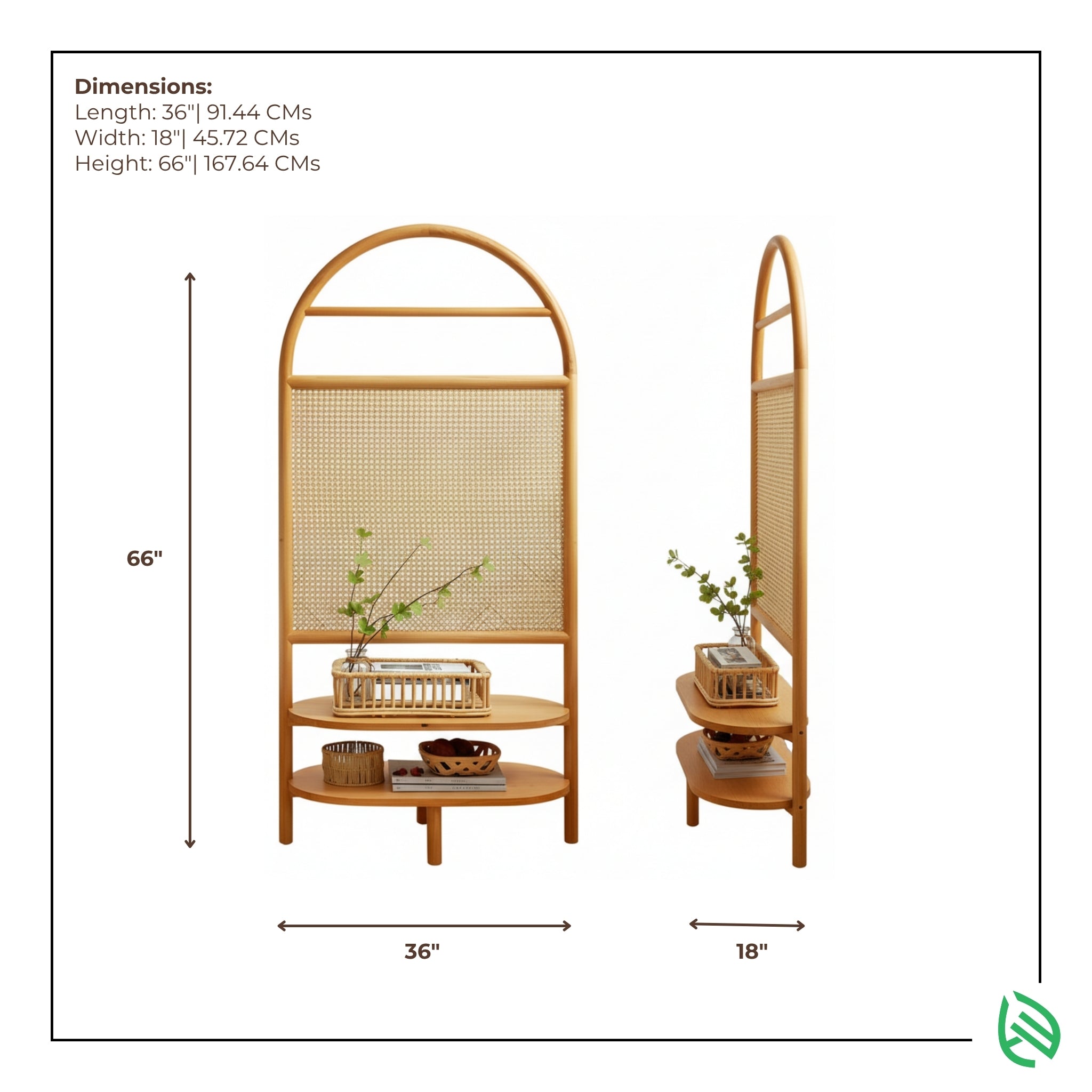 Urban Weave divider dimensions 66 x 36 x 18 inches, shelving screen