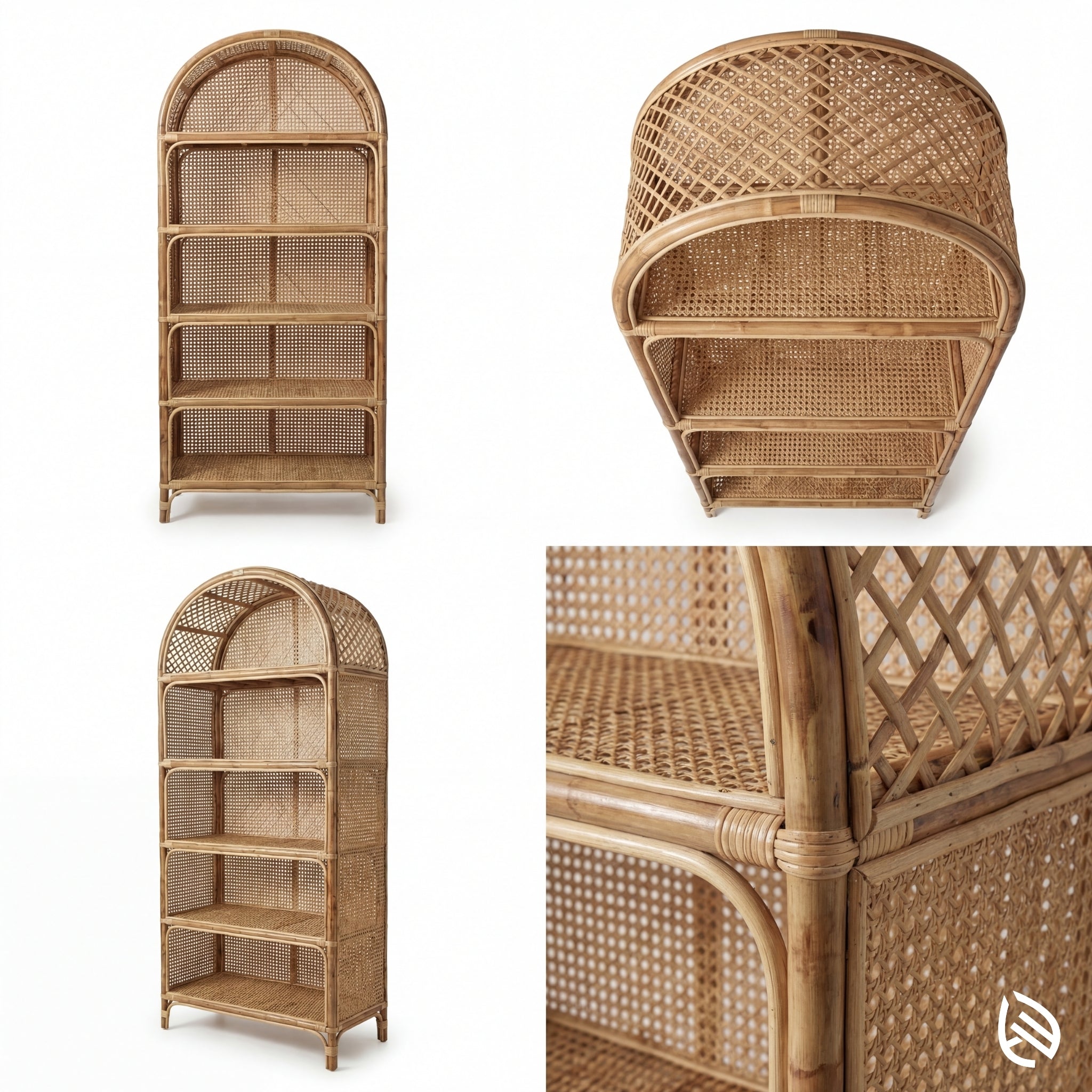 Rattan Rack in different angles on a white background