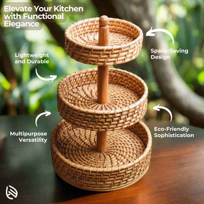 Multipurpose handcrafted rattan rack with space-saving design