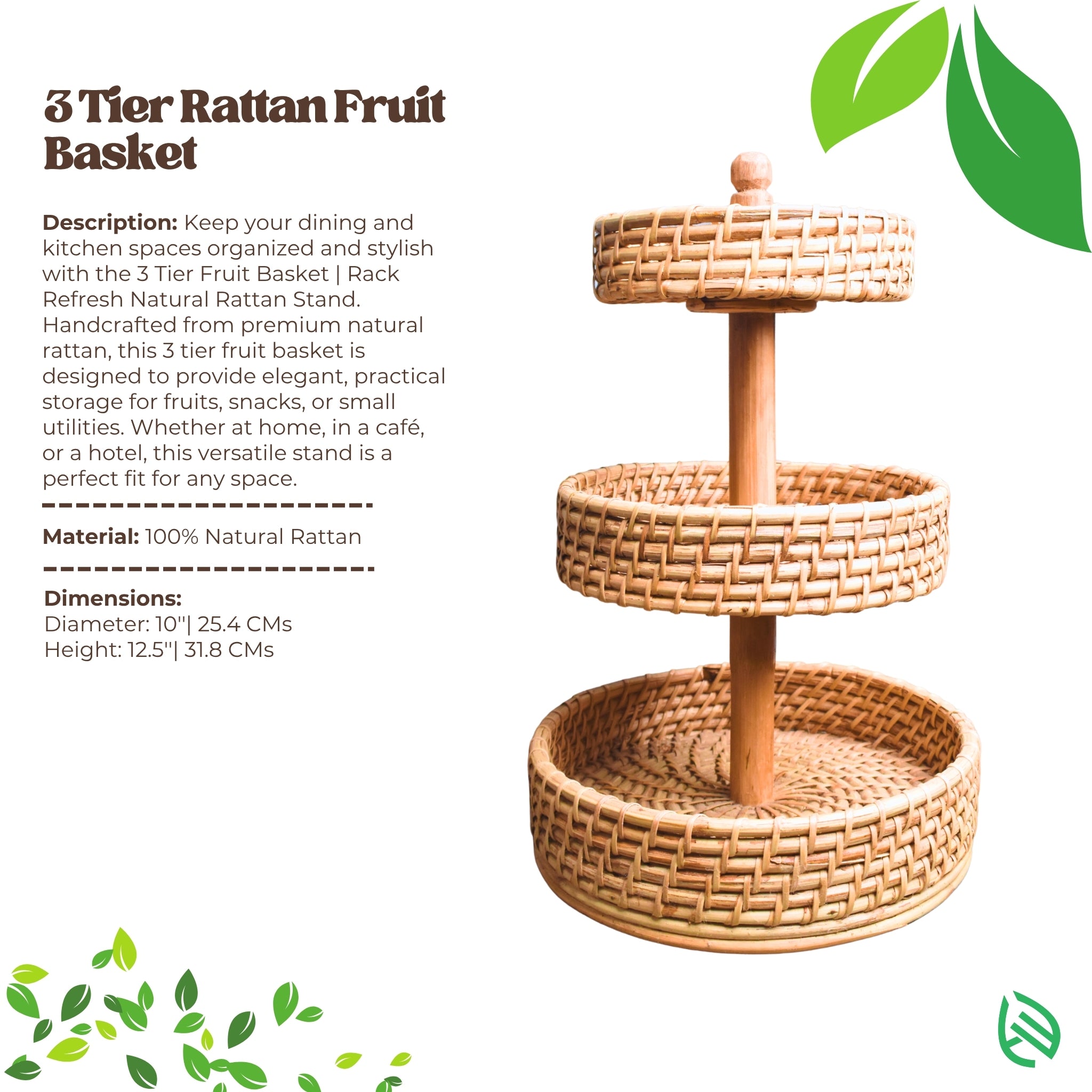 Eco-friendly 3 tier rattan basket product overview