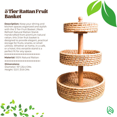 Eco-friendly 3 tier rattan basket product overview