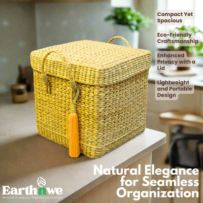 Laundry basket with lid, kauna grass