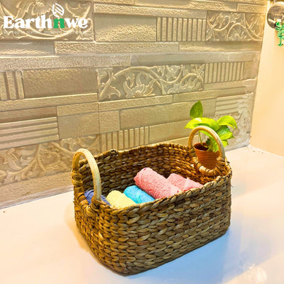 Water hyacinth organizer with rattan handles