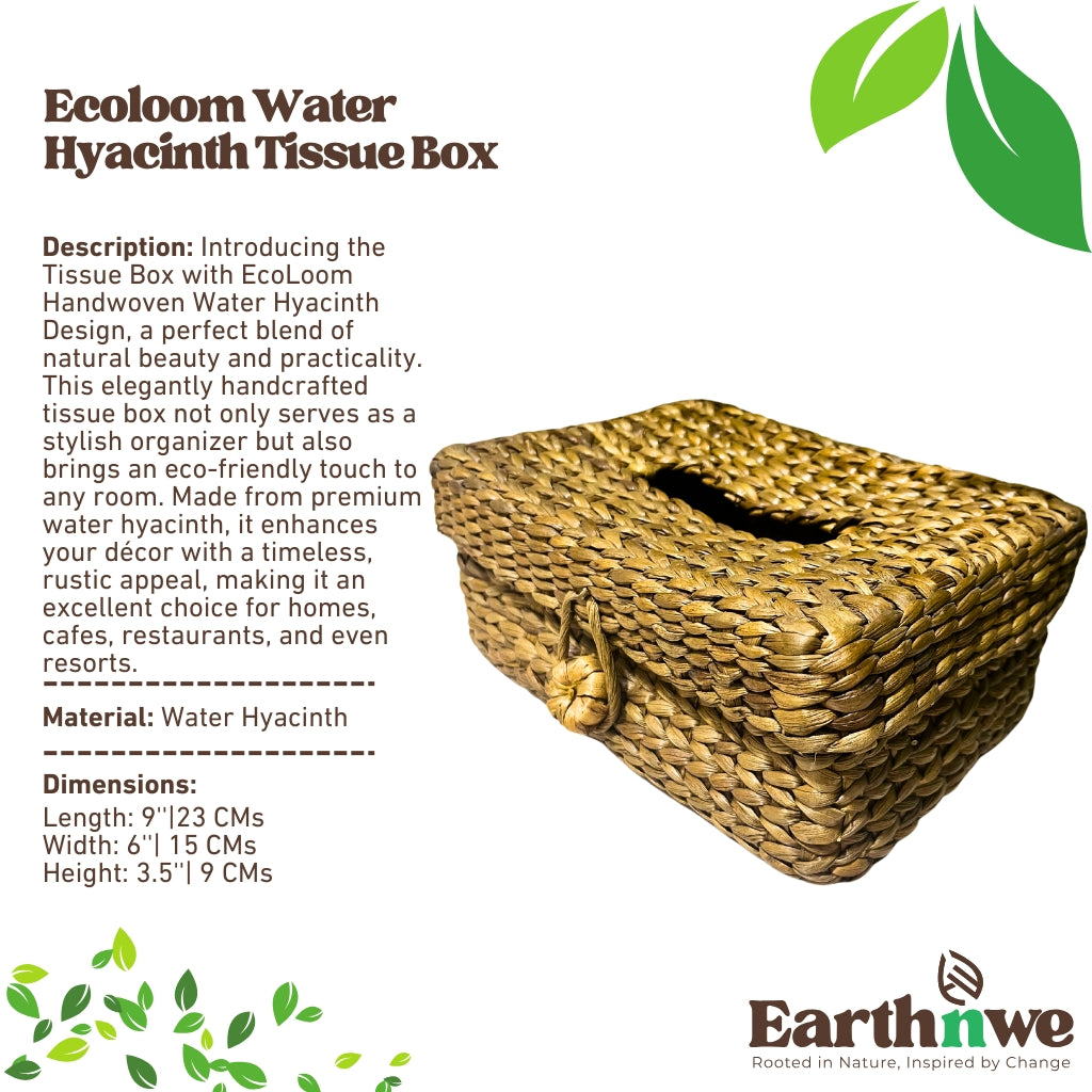 Handwoven water hyacinth tissue box organizer