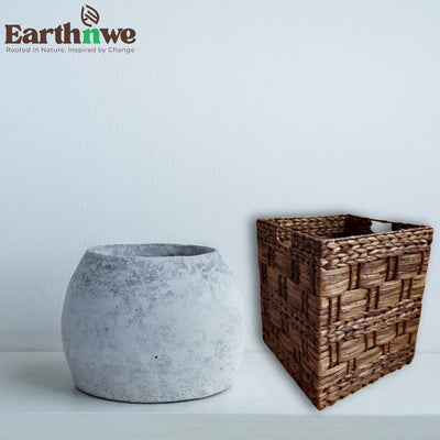 Planter with woven water hyacinth frame