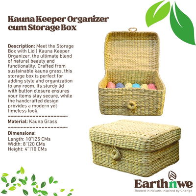 Kauna grass storage box with lid