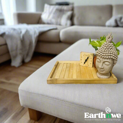 Eco-friendly bamboo serving tray with handles