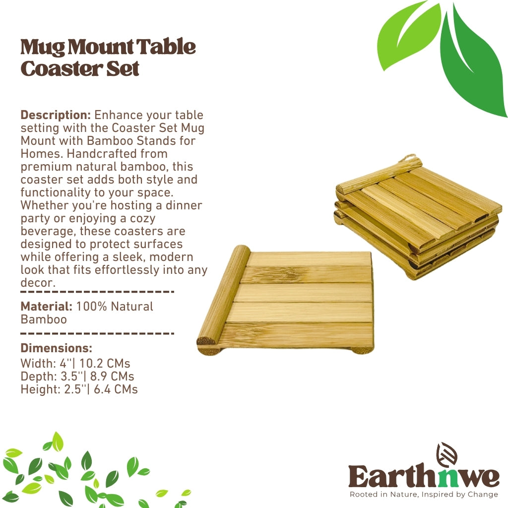 Bamboo coaster set with stands for homes