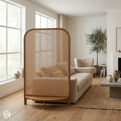 Boho Breeze Rattan Partition - Arched Cane Room Divider by EarthNWe