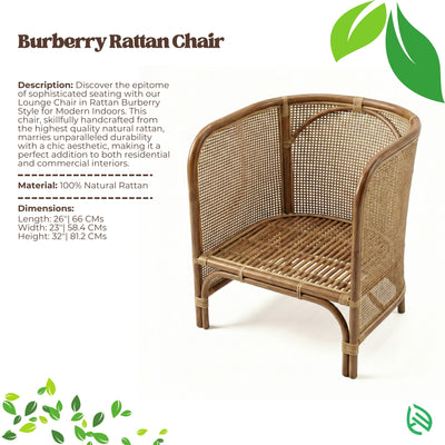Burberry Rattan Chair with product details on a white background