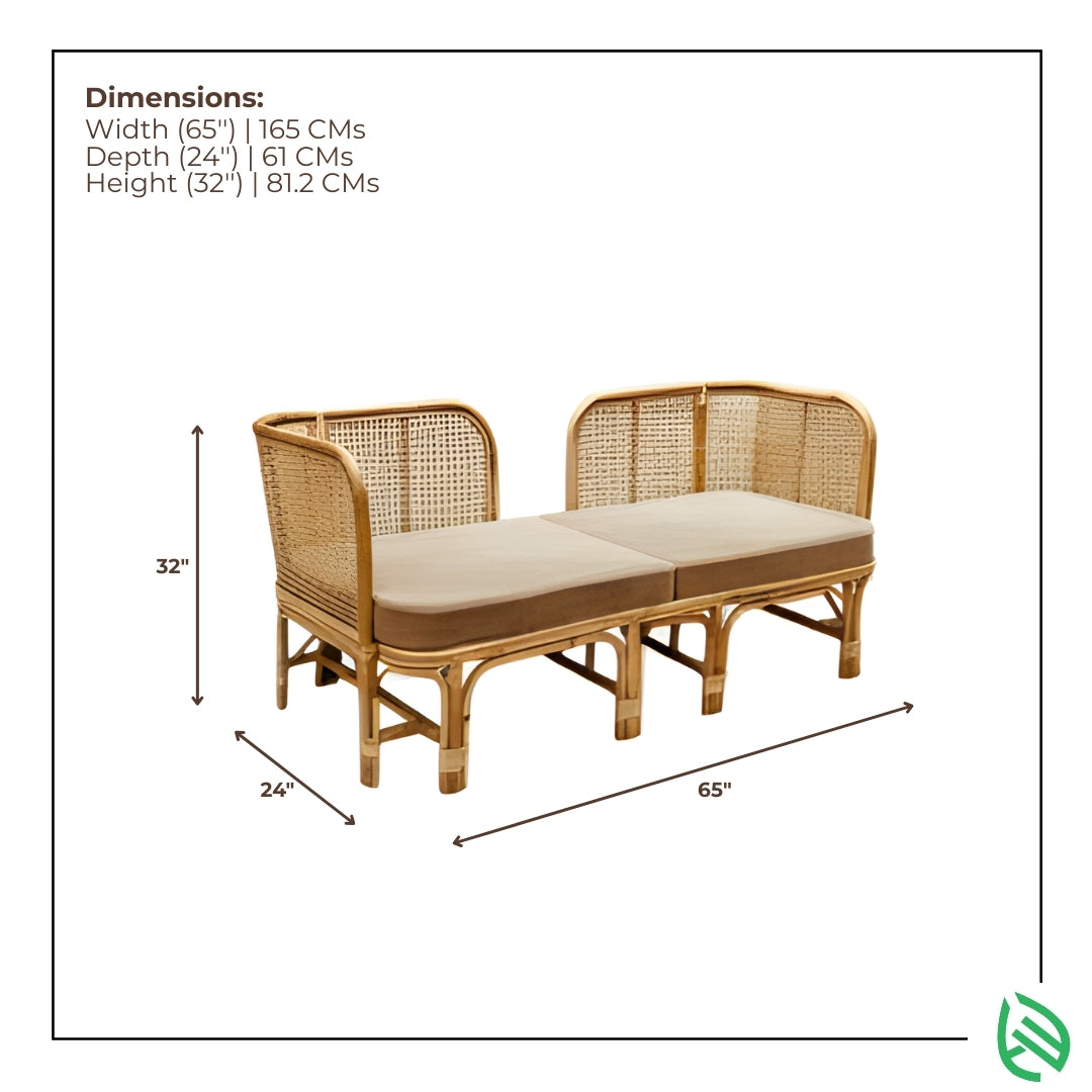 Three Seater Sofa with Whimsy Rattan Design