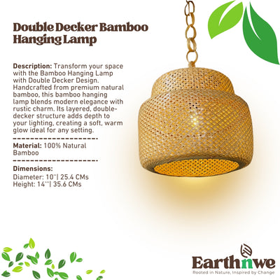 Double decker bamboo hanging lamp for decor