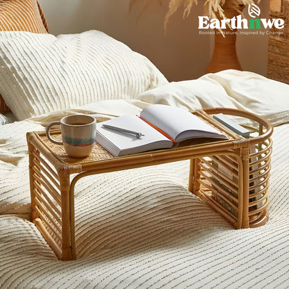 Bed study table with rattan design