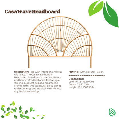 CasaWave headboard dimensions and materials - 100% natural rattan