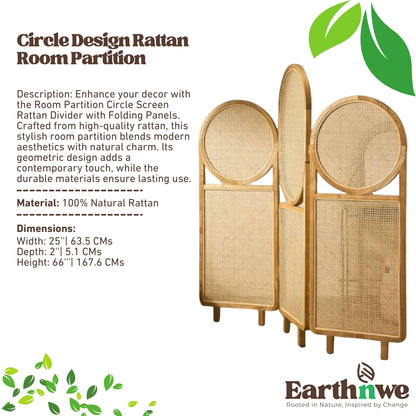 Rattan room partition with folding panels