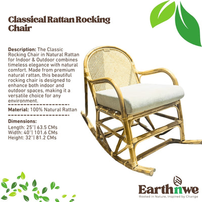 Natural rattan rocking chair for indoor use