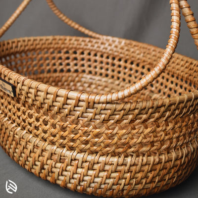 Close-up of ventilation weave and handle on Clutter Keeper basket