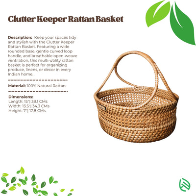 Product spec diagram showing Clutter Keeper length, width and height