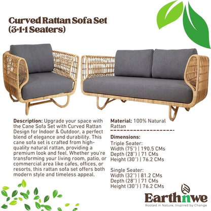 Elegant cane sofa set for outdoor spaces