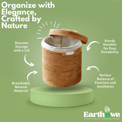 Laundry basket with cover rattan storage