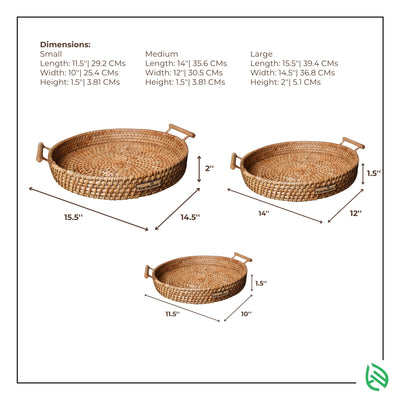 Earth Nest - Eco Nesting Rattan Trays for Modern Indian Homes by EarthNWe (Set of 3)