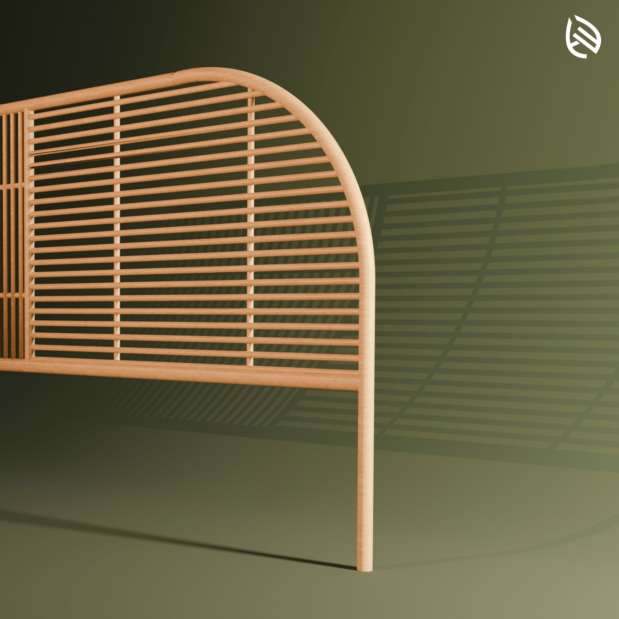 Sculpted arch rattan frame made from natural cane