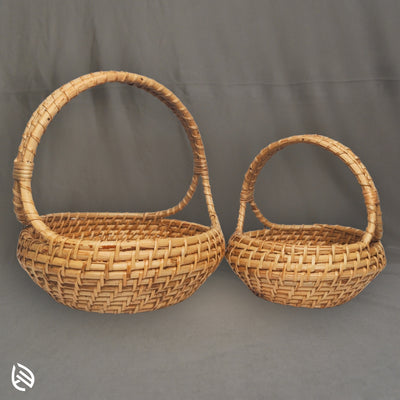 Two handcrafted rattan handle baskets by EarthNWe