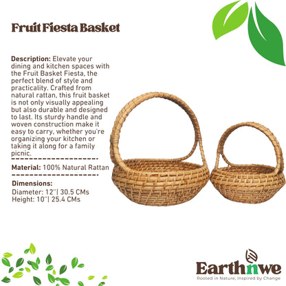 Natural rattan fruit basket with handle