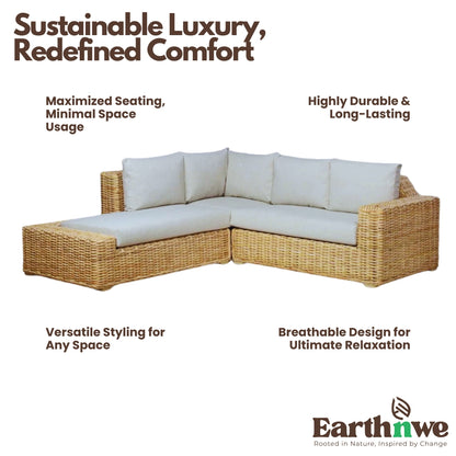 Elegant cane sofa set with L shape