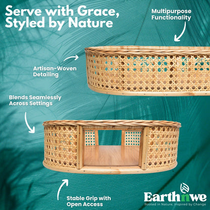 Mid-century rattan oval serving tray