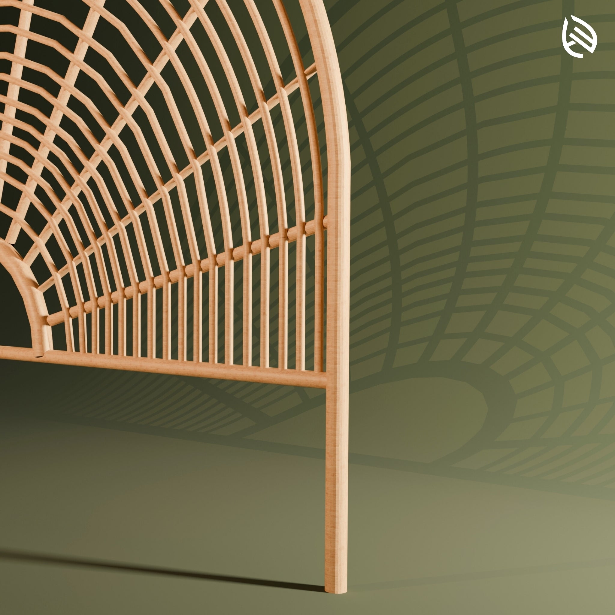 Side structure of MoonLit natural rattan headboard