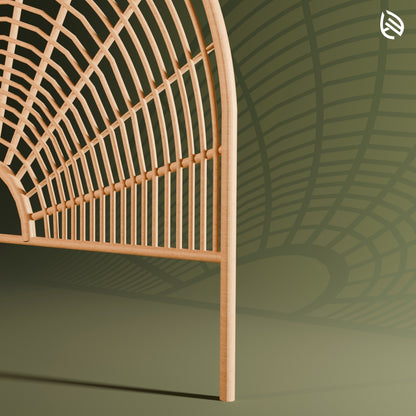 Side structure of MoonLit natural rattan headboard