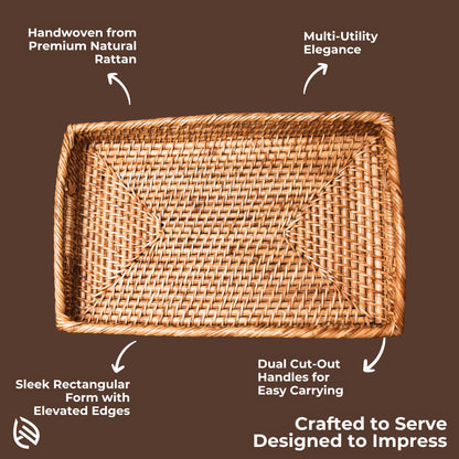 Overhead view of Nature Edge tray showing rectangular shape and dual cut-out handles