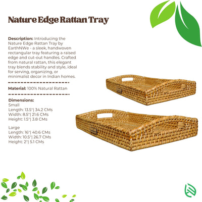 EarthNWe Nature Edge tray size options – small and large artisan-made rectangular trays