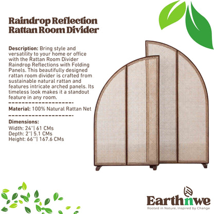 Rattan room divider with folding panels