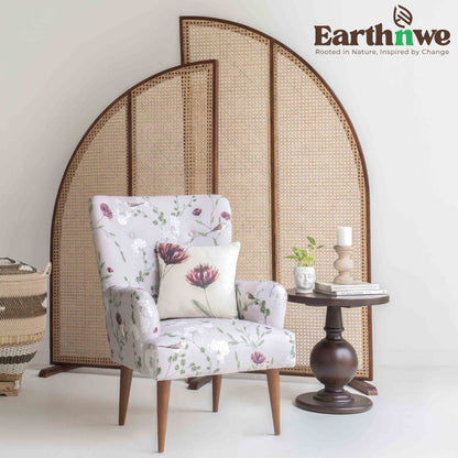 Rattan room divider with folding panels