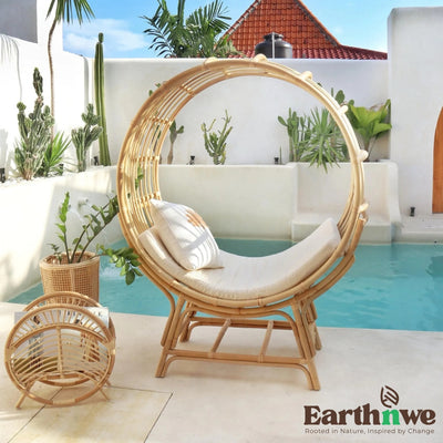 Rattan chair with lunar design for lounging